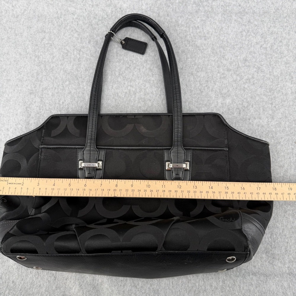 Coach Taylor Op Art Signature Tote Black Jacquard Leather Handbag F25501 - Picture 9 of 10